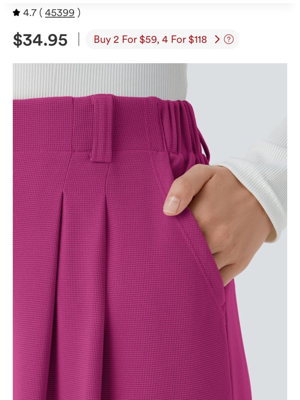 HALARA Wide-Leg Pleated Pants — Magenta Pink - Picture 4 of 8